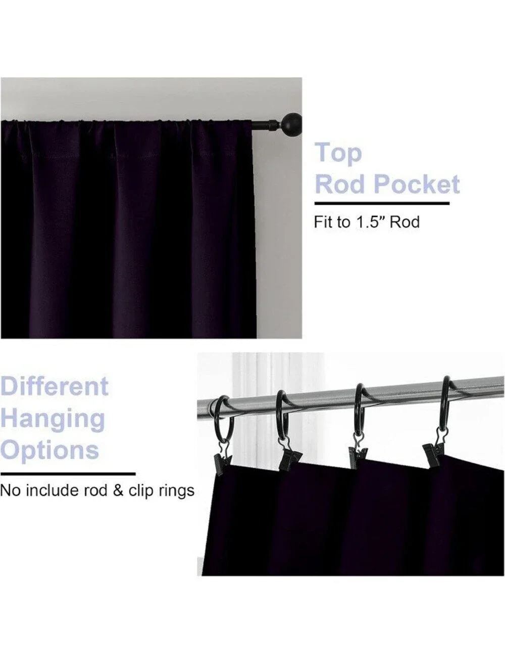 Simplebrand blackout curtains BlackBerry (dark Purple Color) 40”x96”  2 Panels